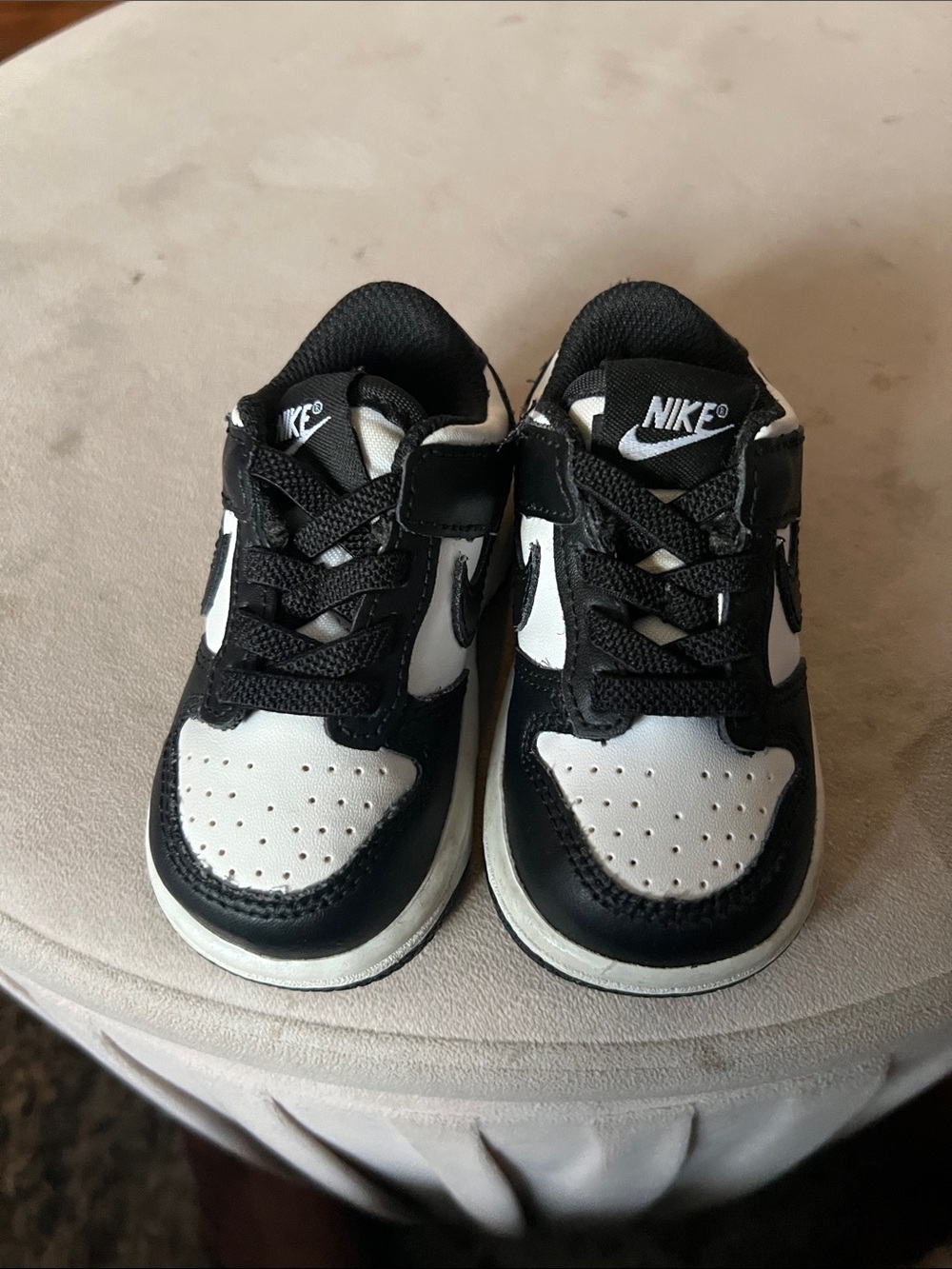 Nike Kids Black and White Low-Top Sneakers with Swoosh
